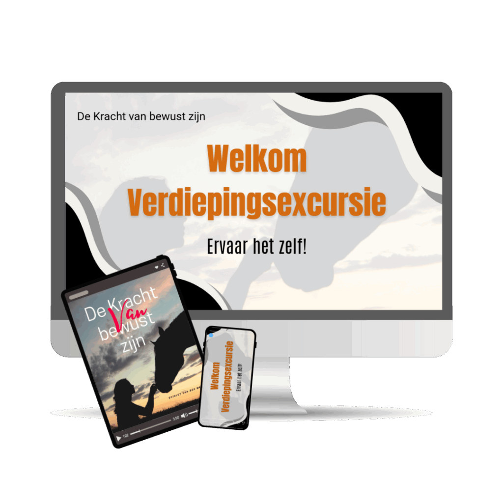 Afbeelding van ebook, mobiel en pc met De Kracht van bewust zijn en de verdiepingsexcursie